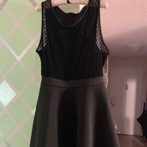 Black sheer top skater dress